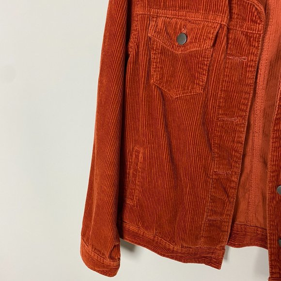 Universal Thread Freeborn Jacket Corduroy Jean Jacket Womens Large L Rust Orange - Picture 4 of 5